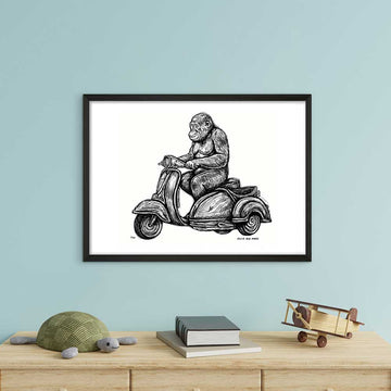 Tapanuli Orangutan Races in the Vespa Side Car (Giclee Canvas Print)