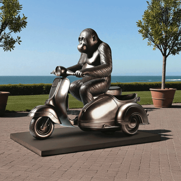 Tapanuli Orangutan Races in the Vespa Side Car (Bronze Sculpture)