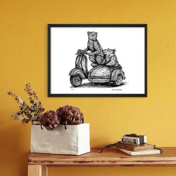 The Amur Leopard and Hairy-Nosed Wombat Race in the Vespa Side Car (Giclee Canvas Print)
