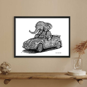 The Bengal Tiger and Sumatran Elephant Race in the Beetle (Giclee Canvas Print)