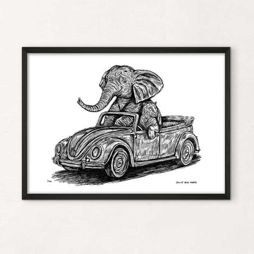 The Bengal Tiger and Sumatran Elephant Race in the Beetle (Giclee Canvas Print)