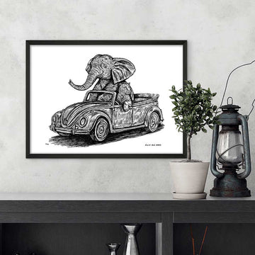 The Bengal Tiger and Sumatran Elephant Race in the Beetle (Giclee Canvas Print)