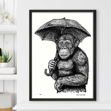 The Chimp and His Umbrella (Giclee Canvas Print)