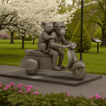 The Chimp and Koala Race on the Vespa (Bronze Sculpture)