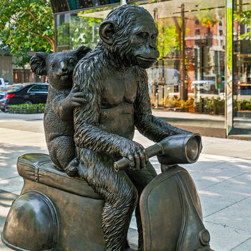The Chimp and Koala Race on the Vespa (Bronze Sculpture)