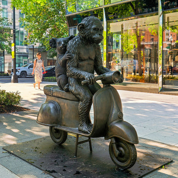 The Chimp and Koala Race on the Vespa (Bronze Sculpture)