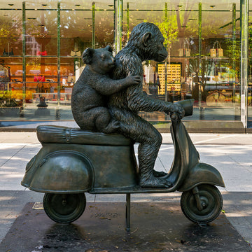 The Chimp and Koala Race on the Vespa (Bronze Sculpture)