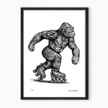 The Eastern Lowland Gorilla Races on Roller Skates (Giclee Canvas Print)