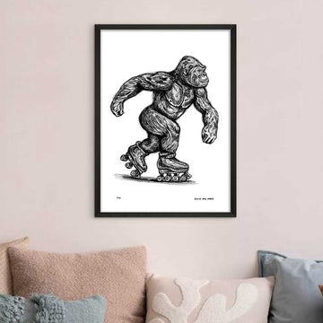 The Eastern Lowland Gorilla Races on Roller Skates (Giclee Canvas Print)