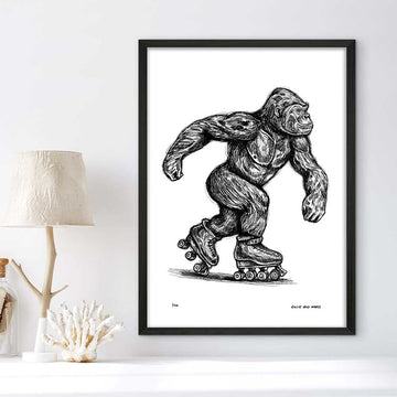 The Eastern Lowland Gorilla Races on Roller Skates (Giclee Canvas Print)
