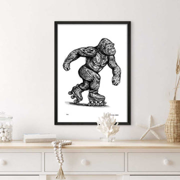 The Eastern Lowland Gorilla Races on Roller Skates (Giclee Canvas Print)