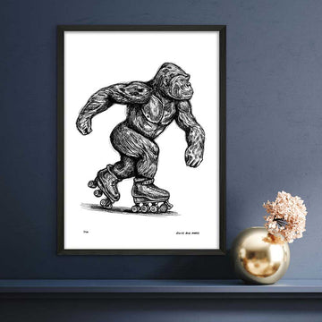 The Eastern Lowland Gorilla Races on Roller Skates (Giclee Canvas Print)