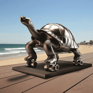 The Galapagos Tortoise Races on Roller Skates (Bronze Sculpture)