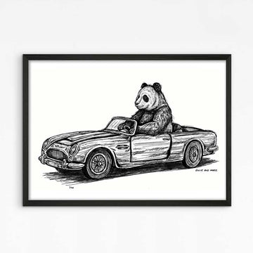 The Giant Panda Races in the Convertible (Giclee Canvas Print)