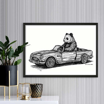 The Giant Panda Races in the Convertible (Giclee Canvas Print)