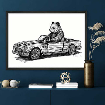 The Giant Panda Races in the Convertible (Giclee Canvas Print)