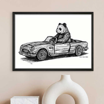The Giant Panda Races in the Convertible (Giclee Canvas Print)