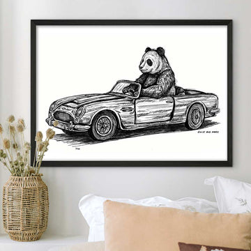 The Giant Panda Races in the Convertible (Giclee Canvas Print)