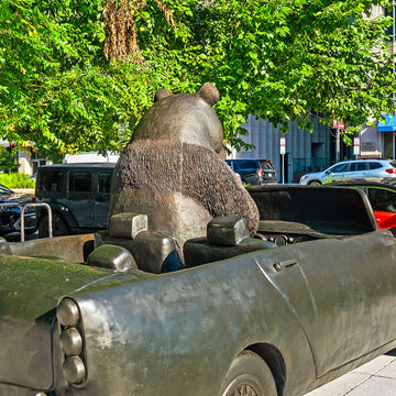 The Giant Panda Races in the Convertible (Bronze Sculpture)