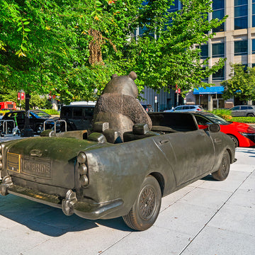 The Giant Panda Races in the Convertible (Bronze Sculpture)
