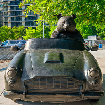 The Giant Panda Races in the Convertible (Bronze Sculpture)