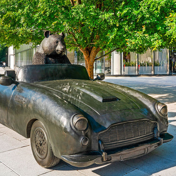 The Giant Panda Races in the Convertible (Bronze Sculpture)