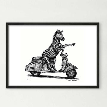 The Grevy’s Zebra Races on the Vespa (Giclee Canvas Print)