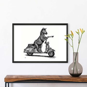 The Grevy’s Zebra Races on the Vespa (Giclee Canvas Print)