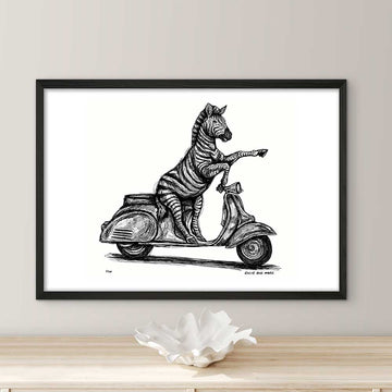 The Grevy’s Zebra Races on the Vespa (Giclee Canvas Print)