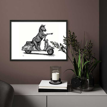 The Grevy’s Zebra Races on the Vespa (Giclee Canvas Print)
