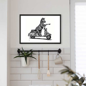 The Grevy’s Zebra Races on the Vespa (Giclee Canvas Print)
