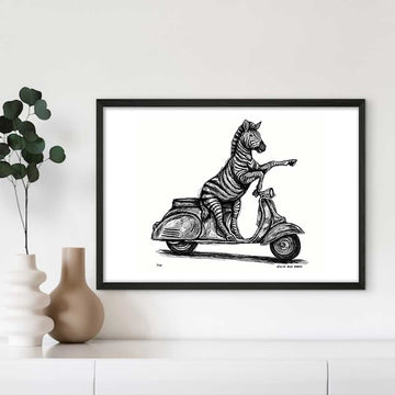 The Grevy’s Zebra Races on the Vespa (Giclee Canvas Print)