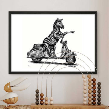 The Grevy’s Zebra Races on the Vespa (Giclee Canvas Print)