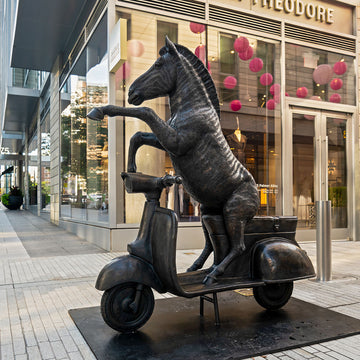 The Grevy's Zebra Races on the Vespa (Bronze Sculpture)