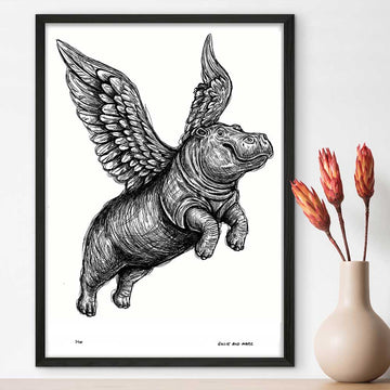 The Hippo Was Flying Very High (Giclee Canvas Print)