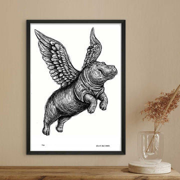 The Hippo Was Flying Very High (Giclee Canvas Print)
