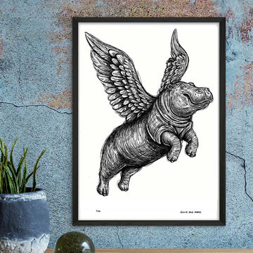 The Hippo Was Flying Very High (Giclee Canvas Print)