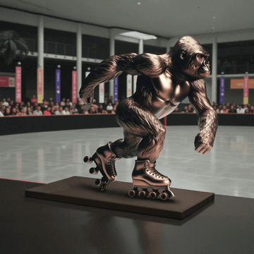 The Mountain Gorilla Races on Rollar Skates (Bronze Sculpture)