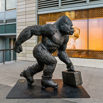 The Mountain Gorilla Races on Rollar Skates (Bronze Sculpture)