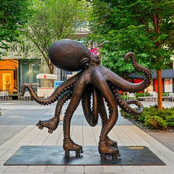 The Octopus Races on Rollers Skates (Bronze Sculpture)