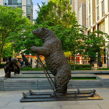The Polar Bear Races on Skis (Bronze Sculpture)