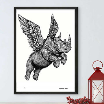 The Rhino Was Flying Very High (Giclee Canvas Print)