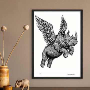The Rhino Was Flying Very High (Giclee Canvas Print)