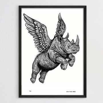 The Rhino Was Flying Very High (Giclee Canvas Print)