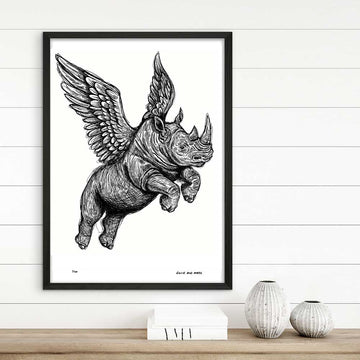 The Rhino Was Flying Very High (Giclee Canvas Print)