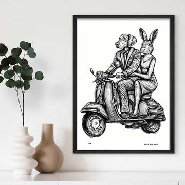The Vespa Riders Were on a Mission (Giclee Canvas Print)