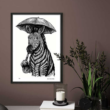 The Zebra Is Singing in the Rain (Giclee Canvas Print)