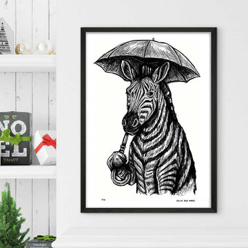 The Zebra Is Singing in the Rain (Giclee Canvas Print)
