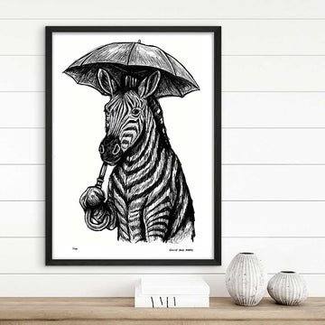 The Zebra Is Singing in the Rain (Giclee Canvas Print)