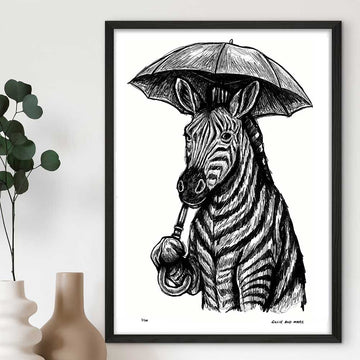 The Zebra Is Singing in the Rain (Giclee Canvas Print)